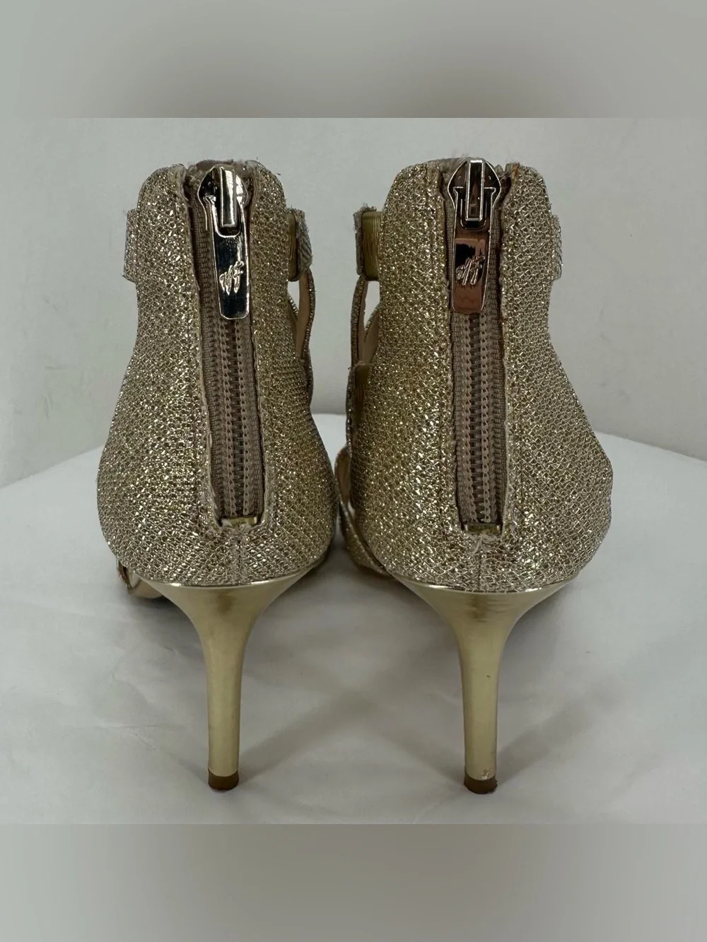 Marc Fisher gold glitter heels